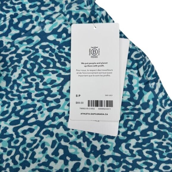 NWT ATHLETA Balance 4" Shortie Sz Small Clouded Leopard Blue - Picture 5 of 7